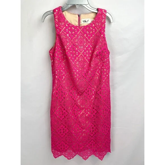 Eliza J | Dresses | Eliza J Size 2 Pink Crochet Lace Overlay Sleeveles  Shift Dress | Poshmark